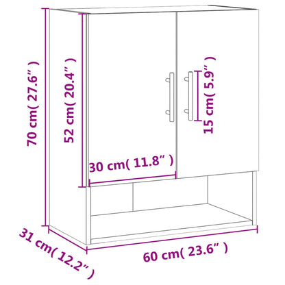 Wandkast 60X31X70 Cm Bewerkt Hout Kleurig Gerookt eiken