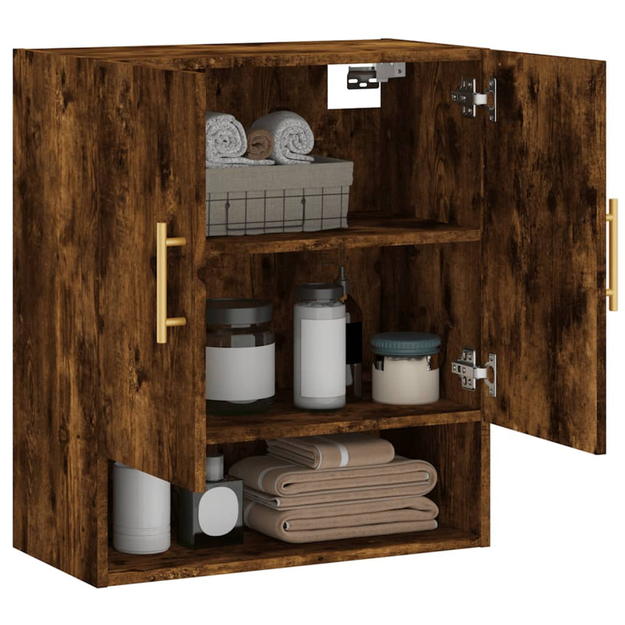 Wandkast 60X31X70 Cm Bewerkt Hout Kleurig Gerookt eiken