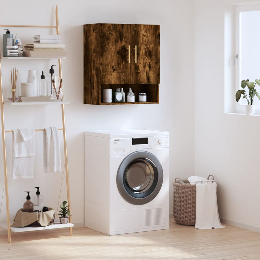 Wandkast 60X31X70 Cm Bewerkt Hout Kleurig Gerookt eiken