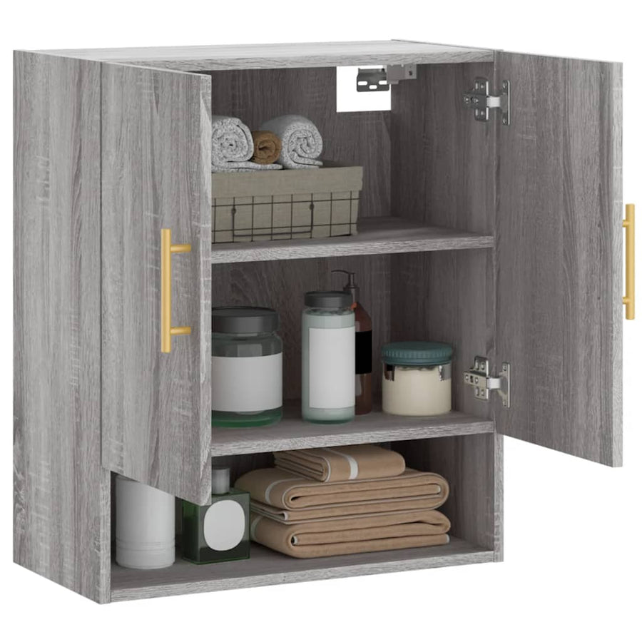Wandkast 60X31X70 Cm Bewerkt Hout Grijs Sonoma Eikenkleurig