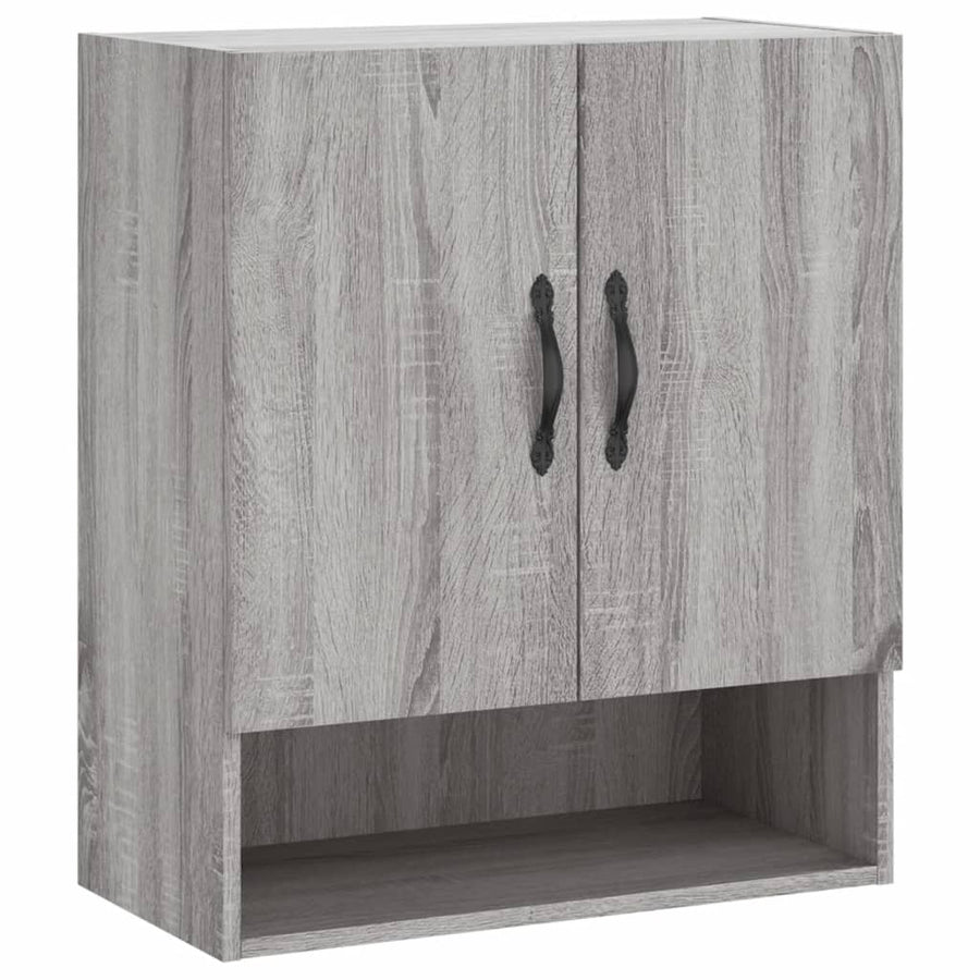 Wandkast 60X31X70 Cm Bewerkt Hout Eikenkleurig Grijs sonoma
