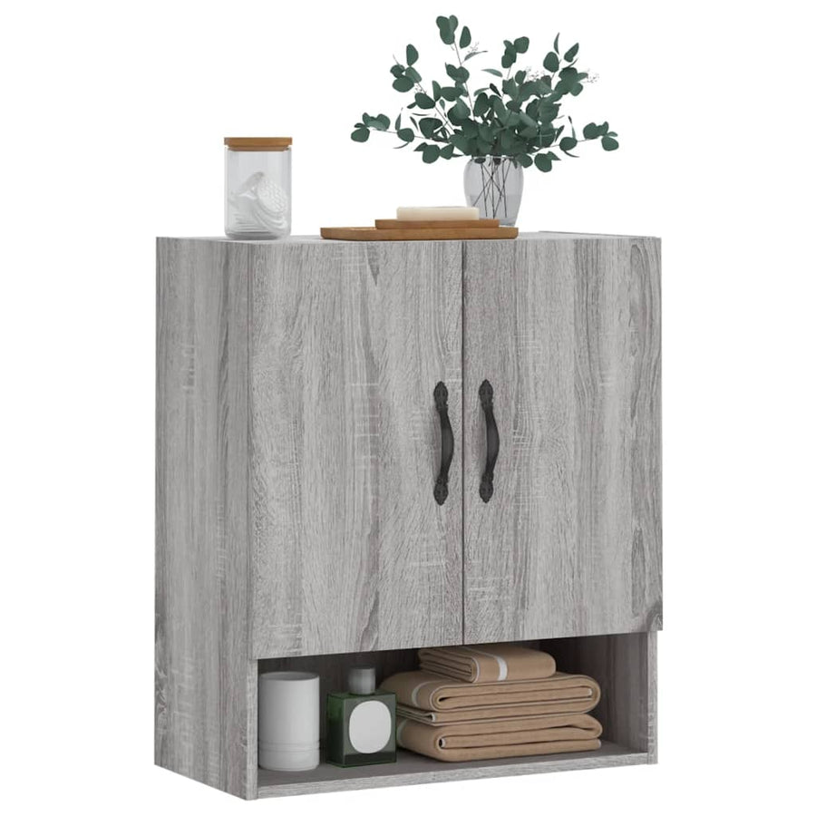 Wandkast 60X31X70 Cm Bewerkt Hout Eikenkleurig Grijs sonoma