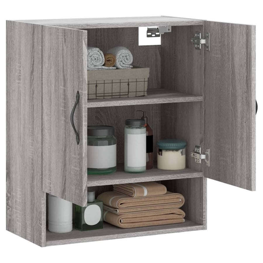 Wandkast 60X31X70 Cm Bewerkt Hout Eikenkleurig Grijs sonoma