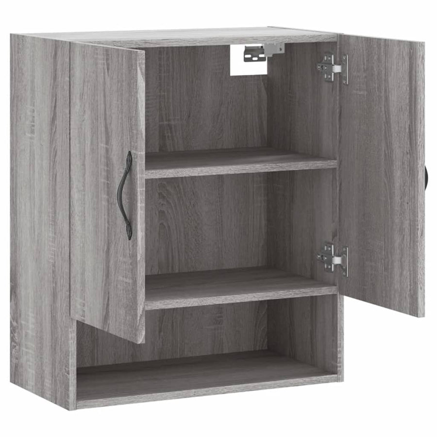 Wandkast 60X31X70 Cm Bewerkt Hout Eikenkleurig Grijs sonoma