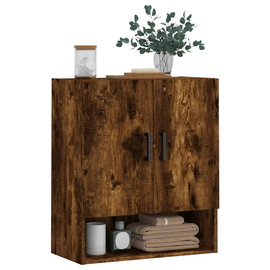 Wandkast 60X31X70 Cm Bewerkt Hout Kleurig Gerookt eiken