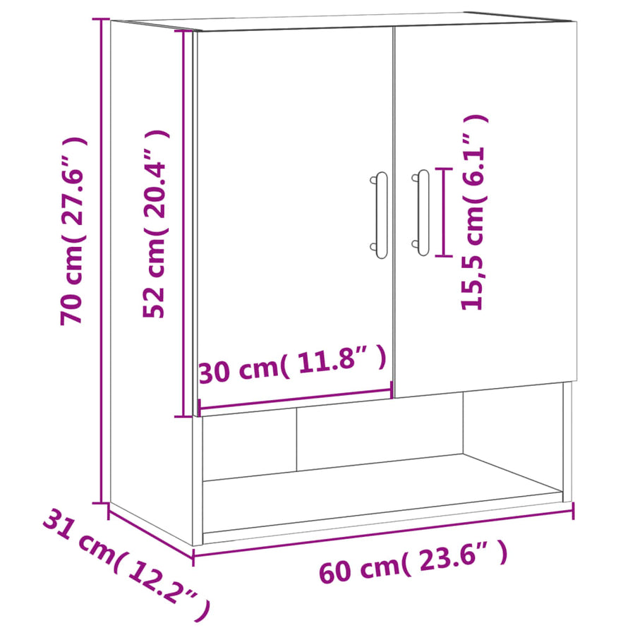 Wandkast 60X31X70 Cm Bewerkt Hout Betongrijs