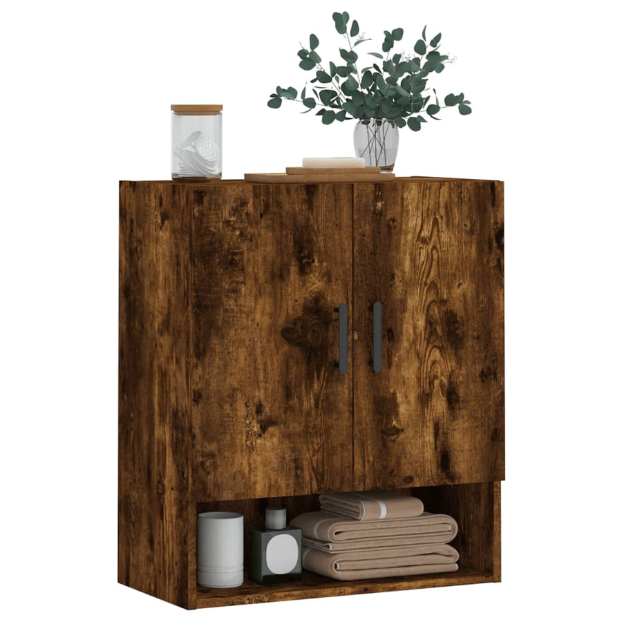 Wandkast 60X31X70 Cm Bewerkt Hout Kleurig Gerookt eiken