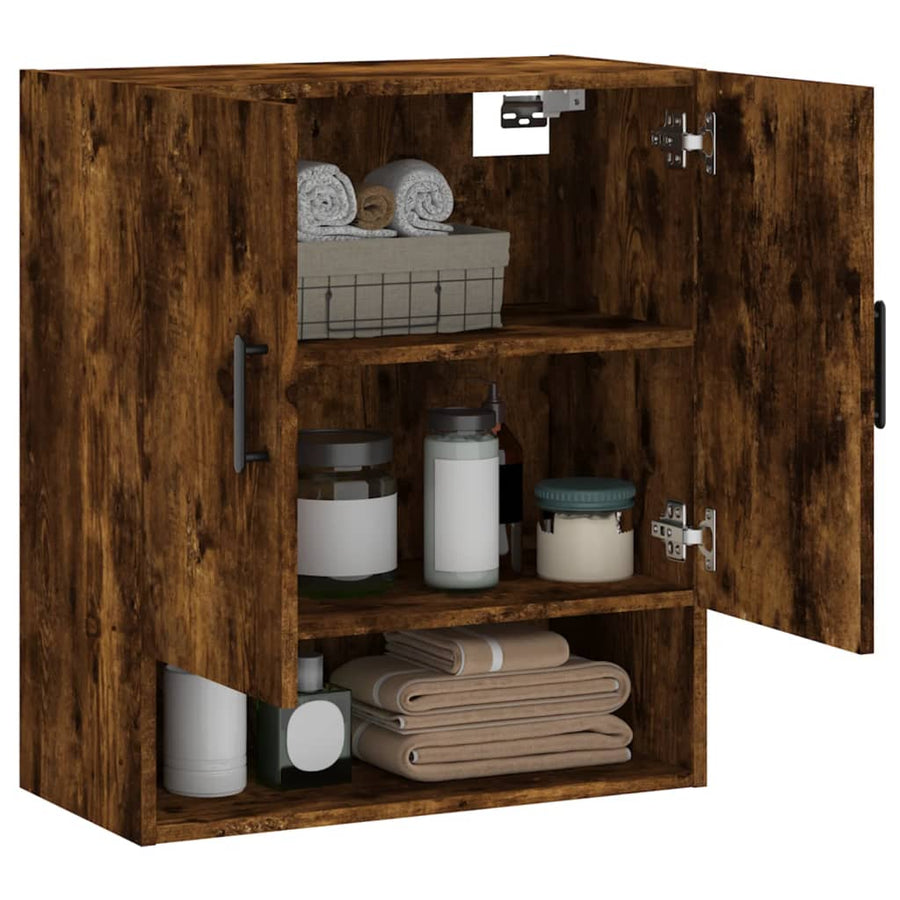 Wandkast 60X31X70 Cm Bewerkt Hout Kleurig Gerookt eiken