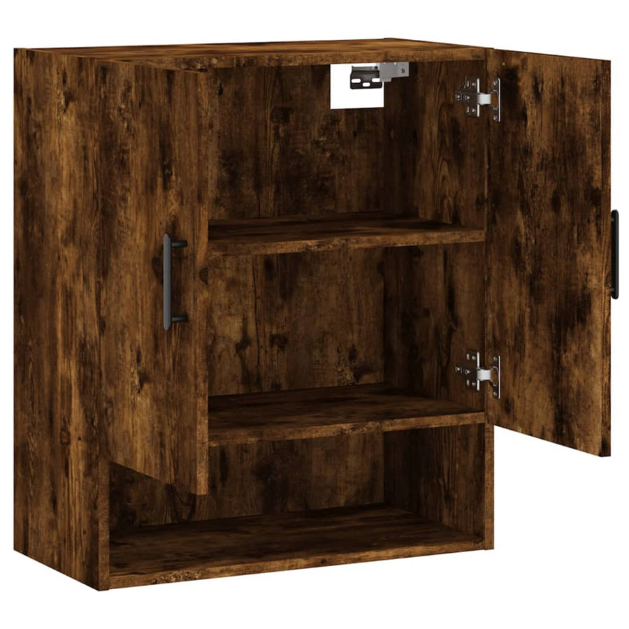 Wandkast 60X31X70 Cm Bewerkt Hout Kleurig Gerookt eiken