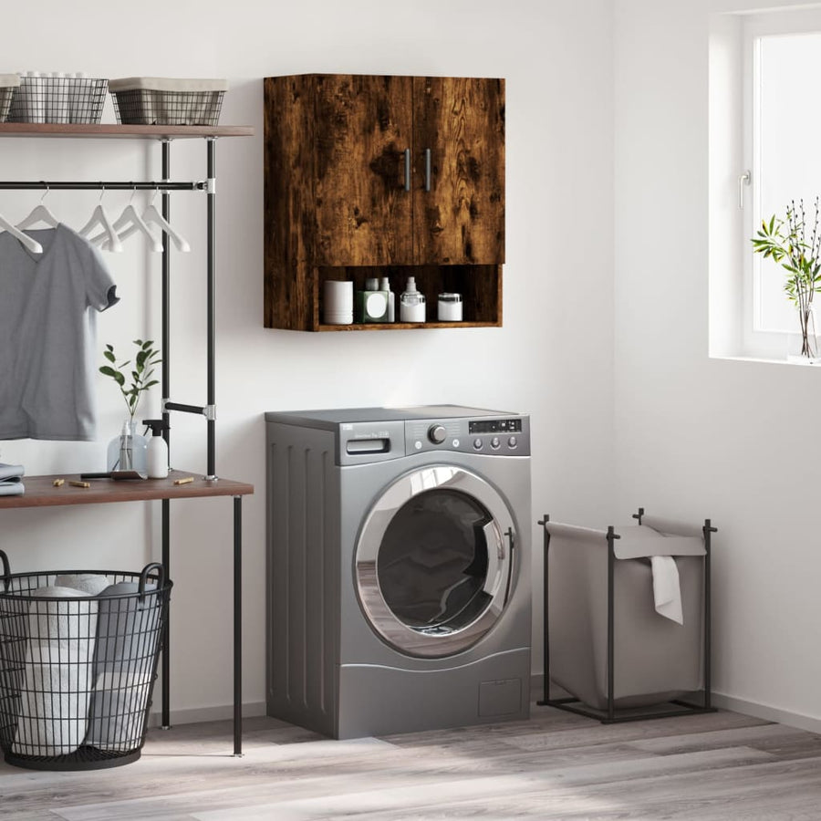 Wandkast 60X31X70 Cm Bewerkt Hout Kleurig Gerookt eiken