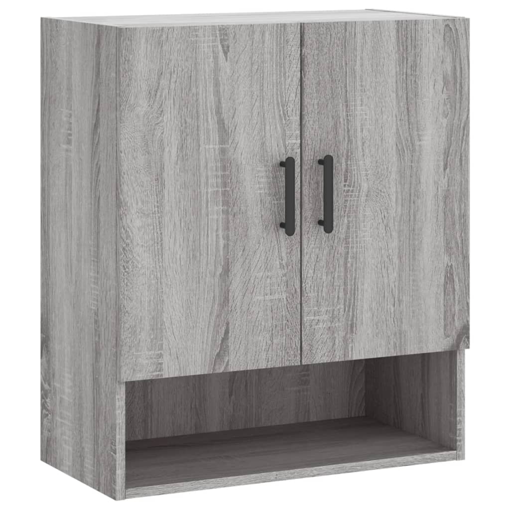 Wandkast 60X31X70 Cm Bewerkt Hout Eikenkleurig Grijs sonoma