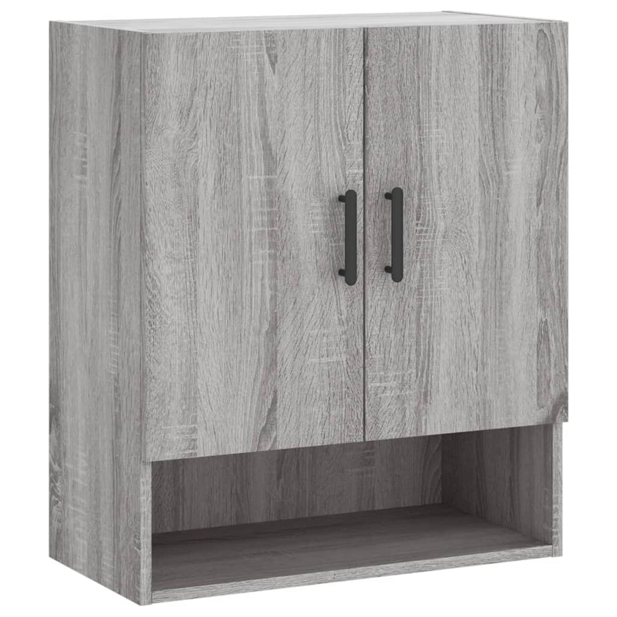 Wandkast 60X31X70 Cm Bewerkt Hout Eikenkleurig Grijs sonoma