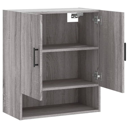 Wandkast 60X31X70 Cm Bewerkt Hout Eikenkleurig Grijs sonoma