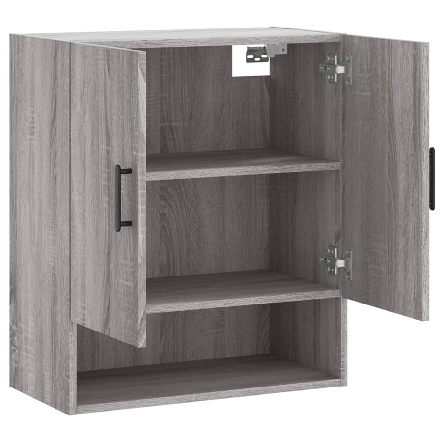Wandkast 60X31X70 Cm Bewerkt Hout Eikenkleurig Grijs sonoma