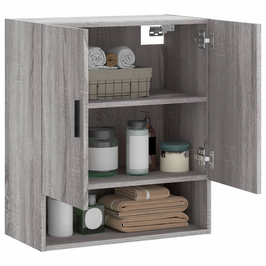 Wandkast 60X31X70 Cm Bewerkt Hout Grijs Sonoma Eikenkleurig