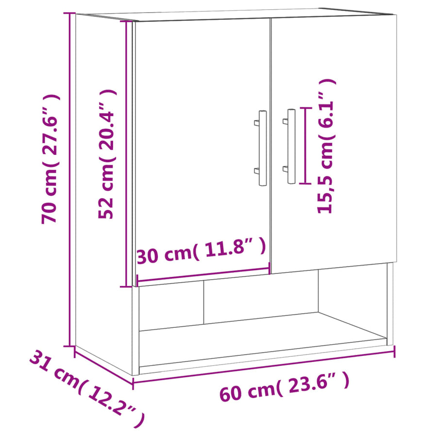 Wandkast 60X31X70 Cm Bewerkt Hout Betongrijs