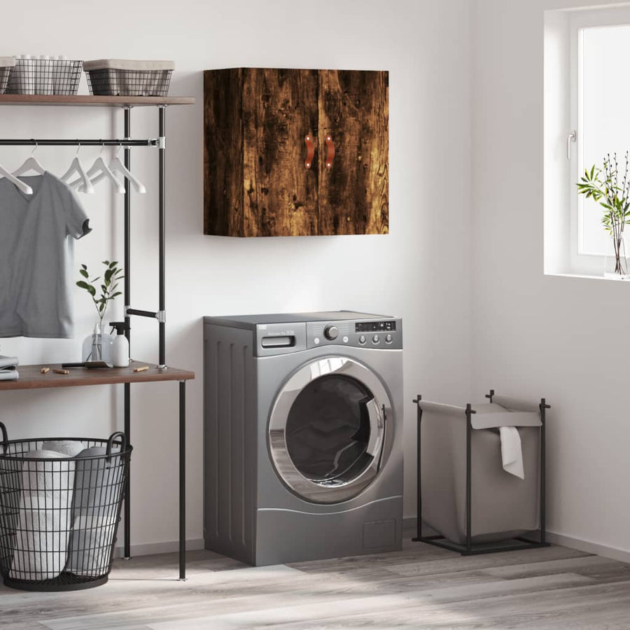 Wandkast 60X31X60 Cm Bewerkt Hout Kleurig Gerookt eiken