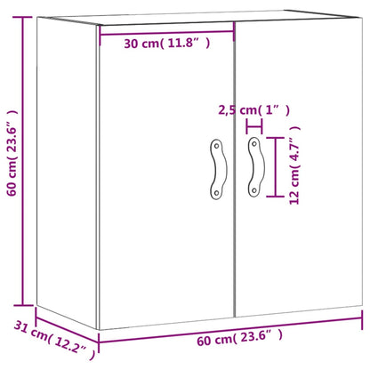 Wandkast 60X31X60 Cm Bewerkt Hout Eikenkleurig Grijs sonoma