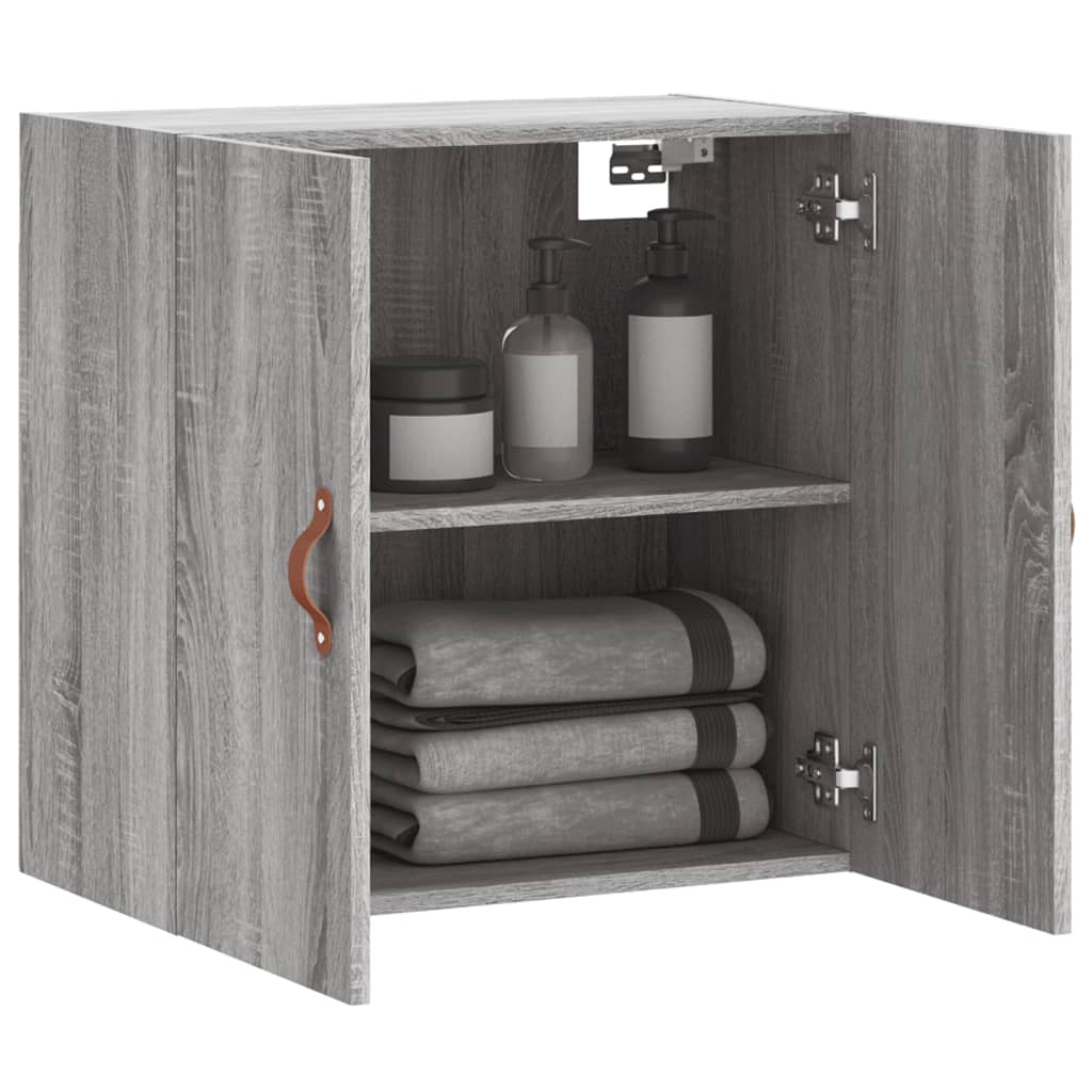 Wandkast 60X31X60 Cm Bewerkt Hout Eikenkleurig Grijs sonoma