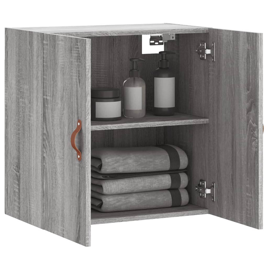 Wandkast 60X31X60 Cm Bewerkt Hout Eikenkleurig Grijs sonoma