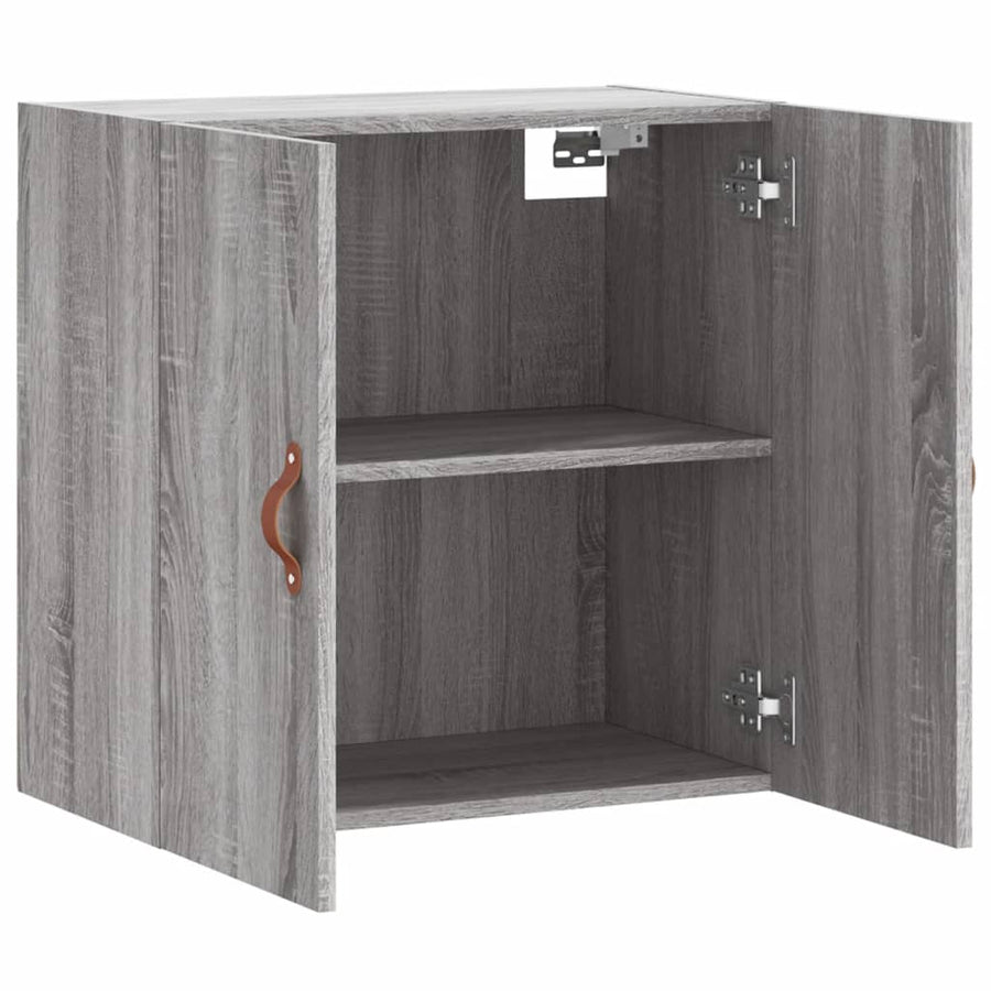 Wandkast 60X31X60 Cm Bewerkt Hout Eikenkleurig Grijs sonoma