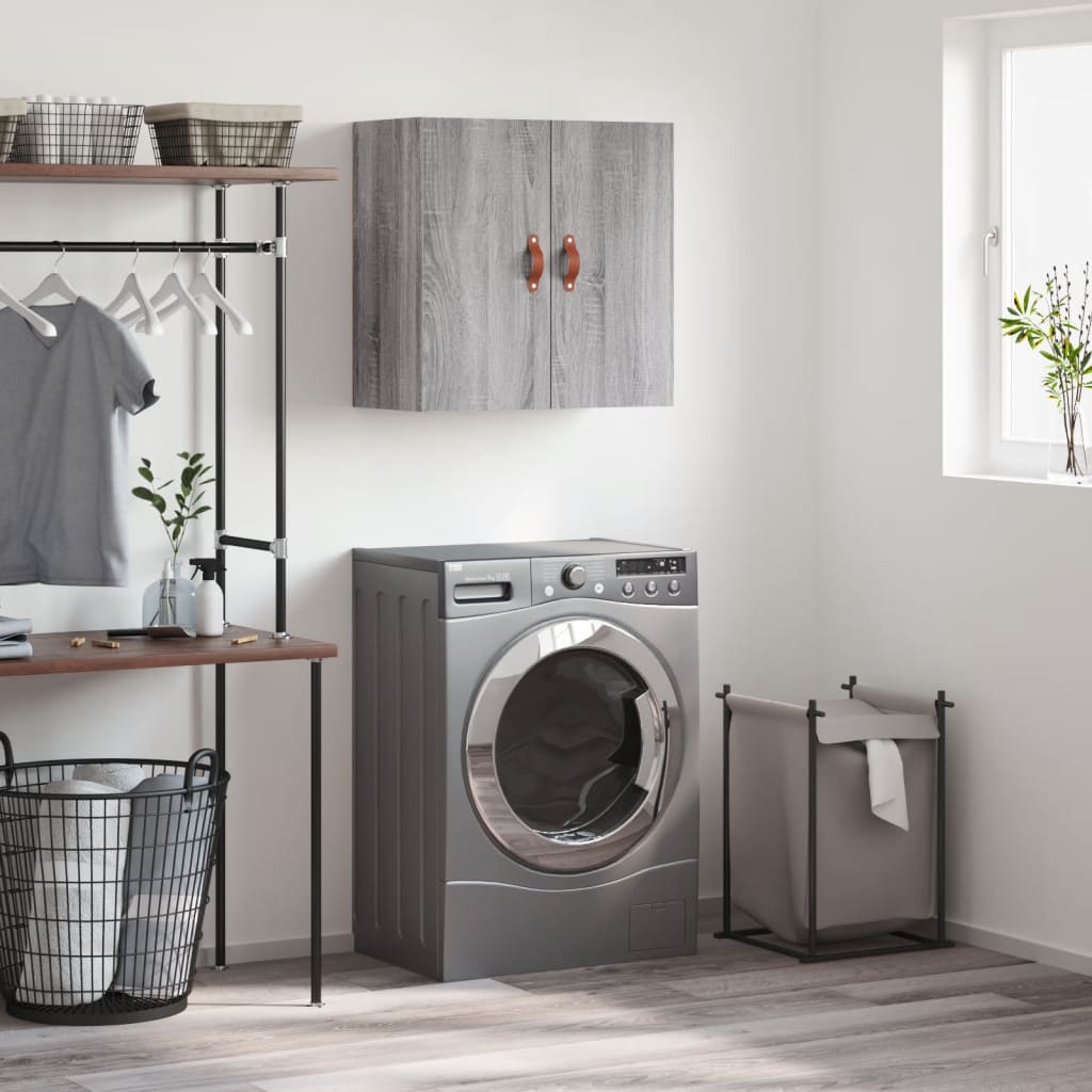 Wandkast 60X31X60 Cm Bewerkt Hout Eikenkleurig Grijs sonoma