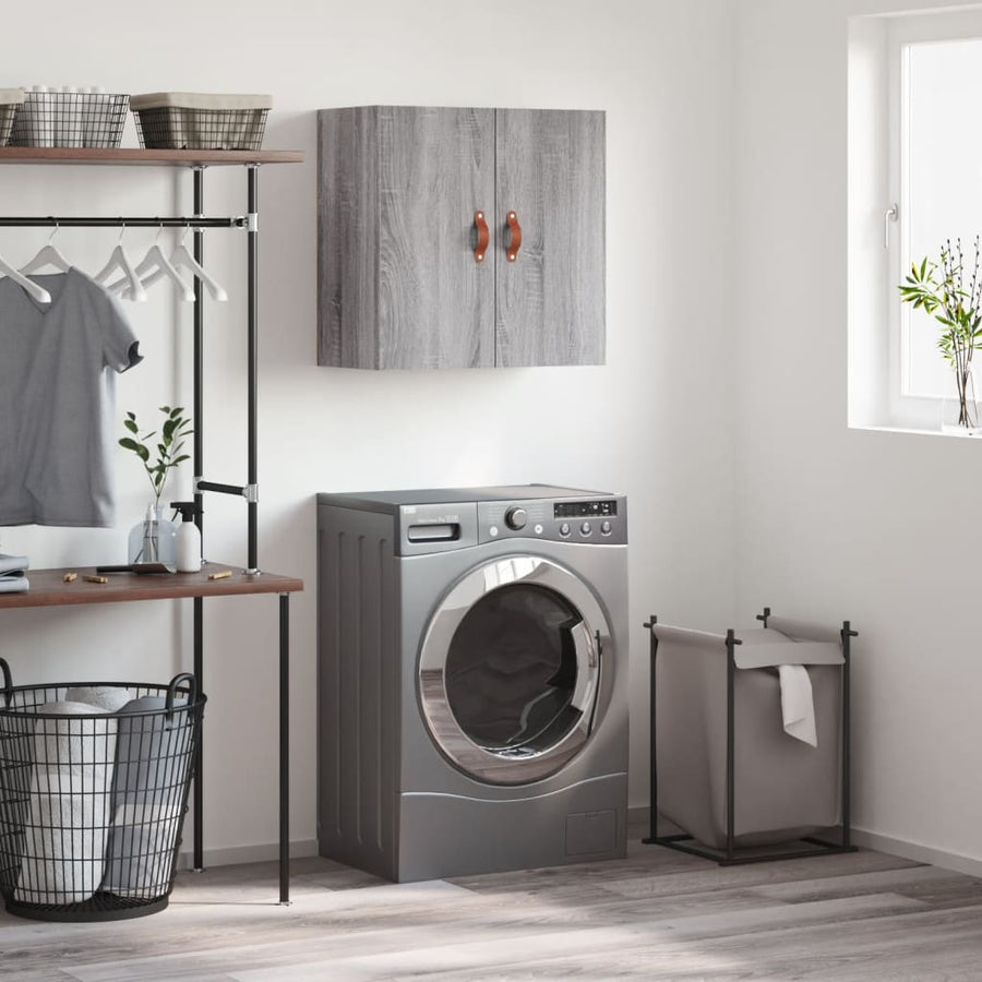 Wandkast 60X31X60 Cm Bewerkt Hout Eikenkleurig Grijs sonoma
