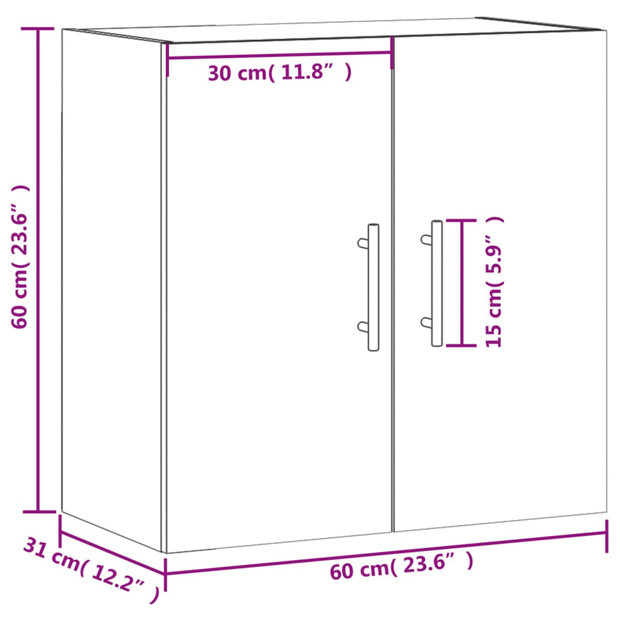 Wandkast 60X31X60 Cm Bewerkt Hout Grijs Sonoma Eikenkleurig