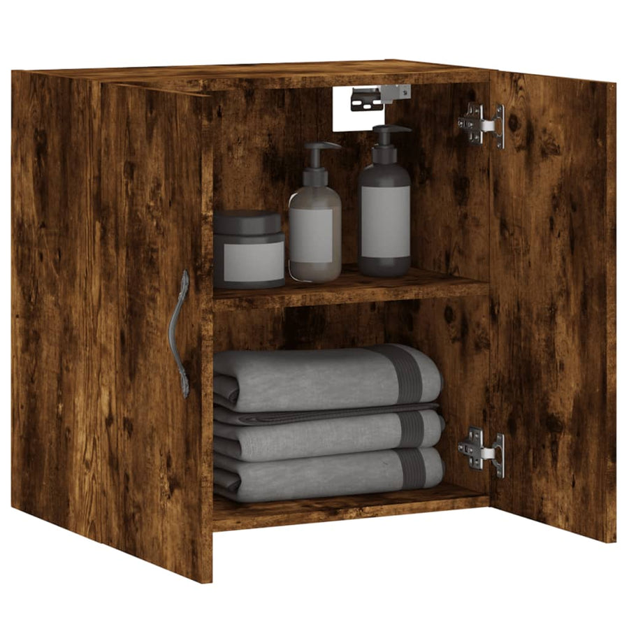 Wandkast 60x31x60 cm bewerkt hout gerookt eikenkleurig