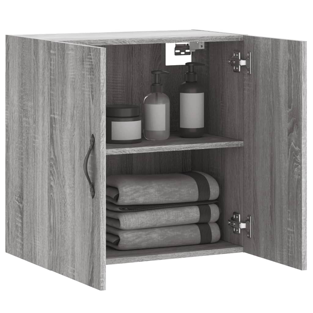 Wandkast 60X31X60 Cm Bewerkt Hout Eikenkleurig Grijs sonoma
