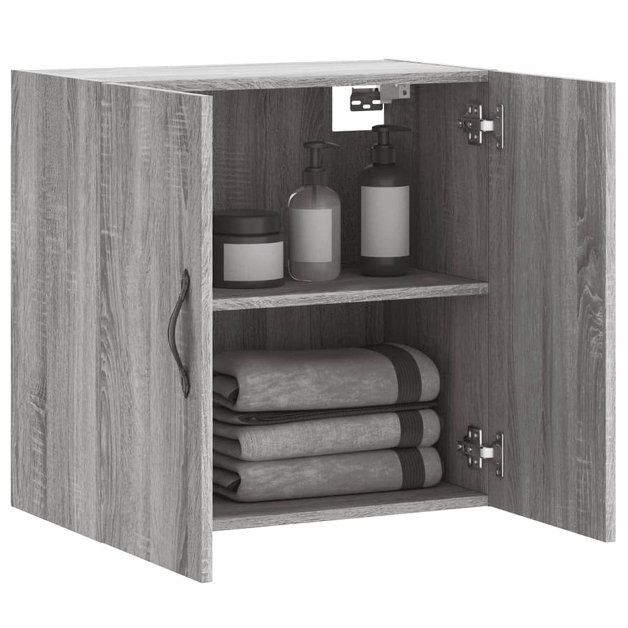 Wandkast 60X31X60 Cm Bewerkt Hout Eikenkleurig Grijs sonoma