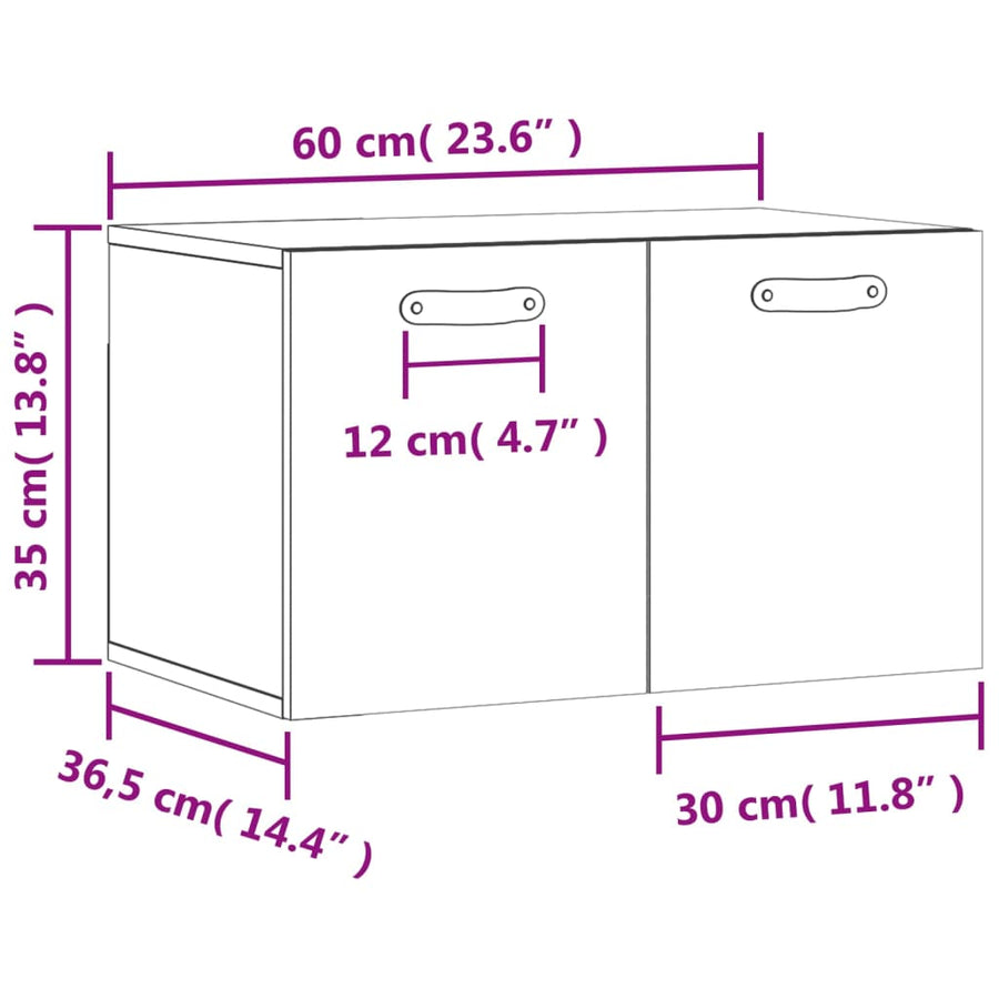 Wandkast 60X36,5X35 Cm Bewerkt Hout Betongrijs