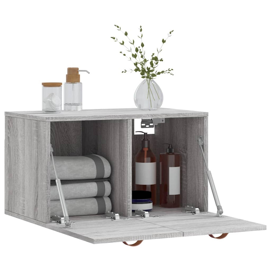 Wandkast 60X36,5X35 Cm Bewerkt Hout Grijs Sonoma Eikenkleurig