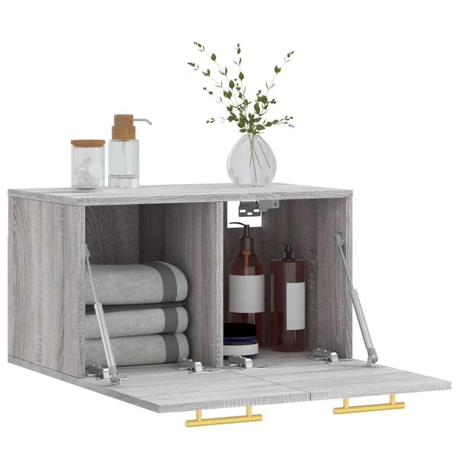 Wandkast 60X36,5X35 Cm Bewerkt Hout Grijs Sonoma Eikenkleurig