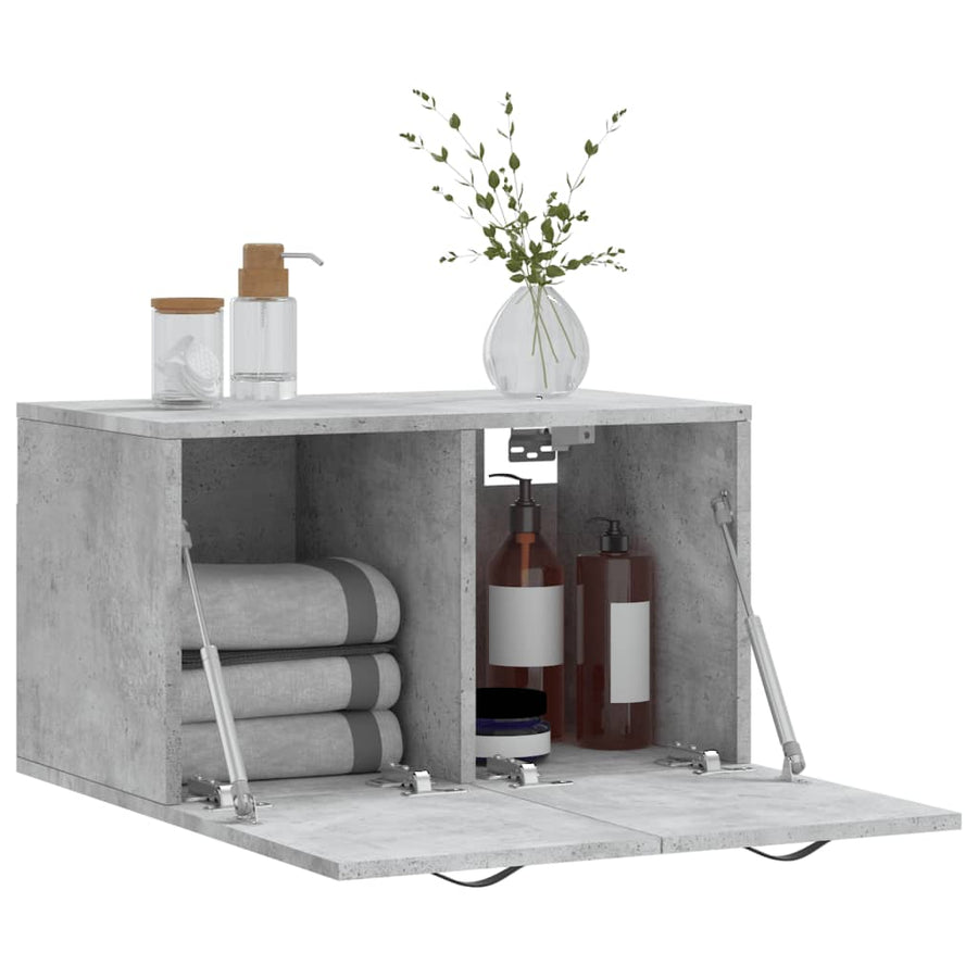 Wandkast 60X36,5X35 Cm Bewerkt Hout Betongrijs