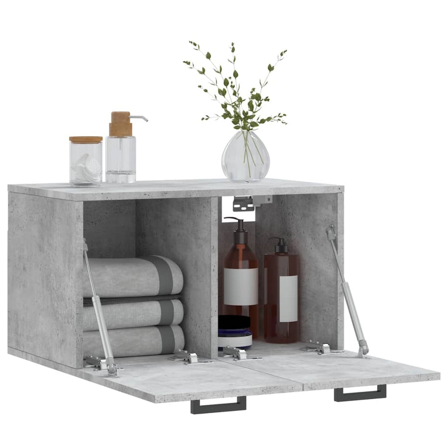 Wandkast 60X36,5X35 Cm Bewerkt Hout Betongrijs