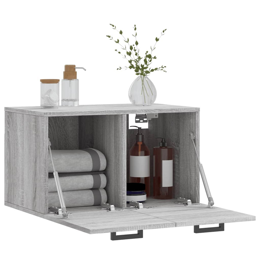 Wandkast 60X36,5X35 Cm Bewerkt Hout Grijs Sonoma Eikenkleurig