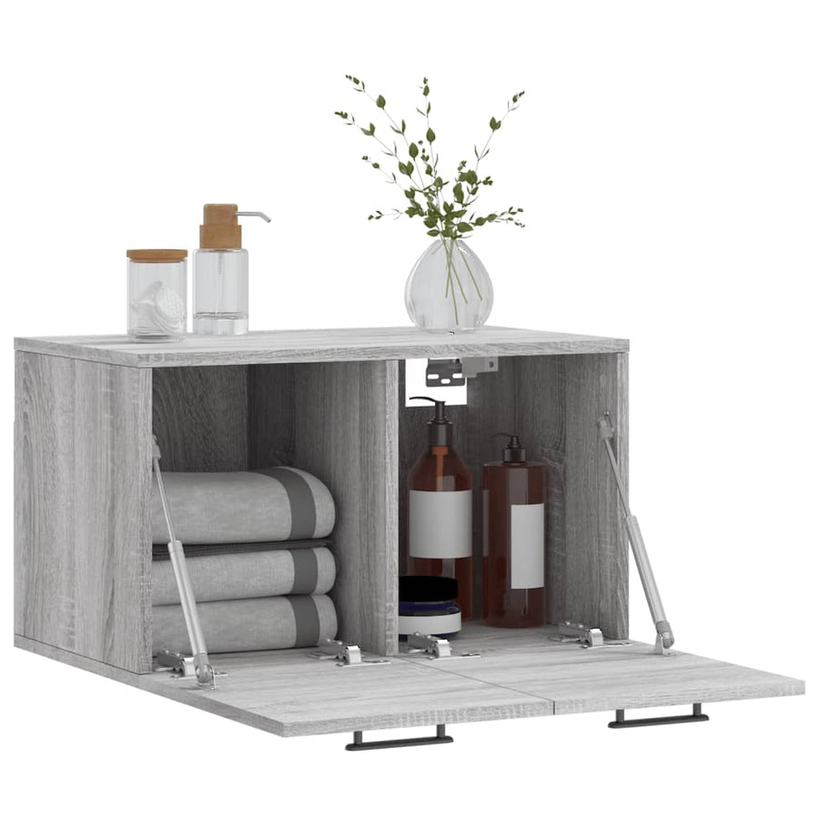 Wandkast 60X36,5X35 Cm Bewerkt Hout Grijs Sonoma Eikenkleurig