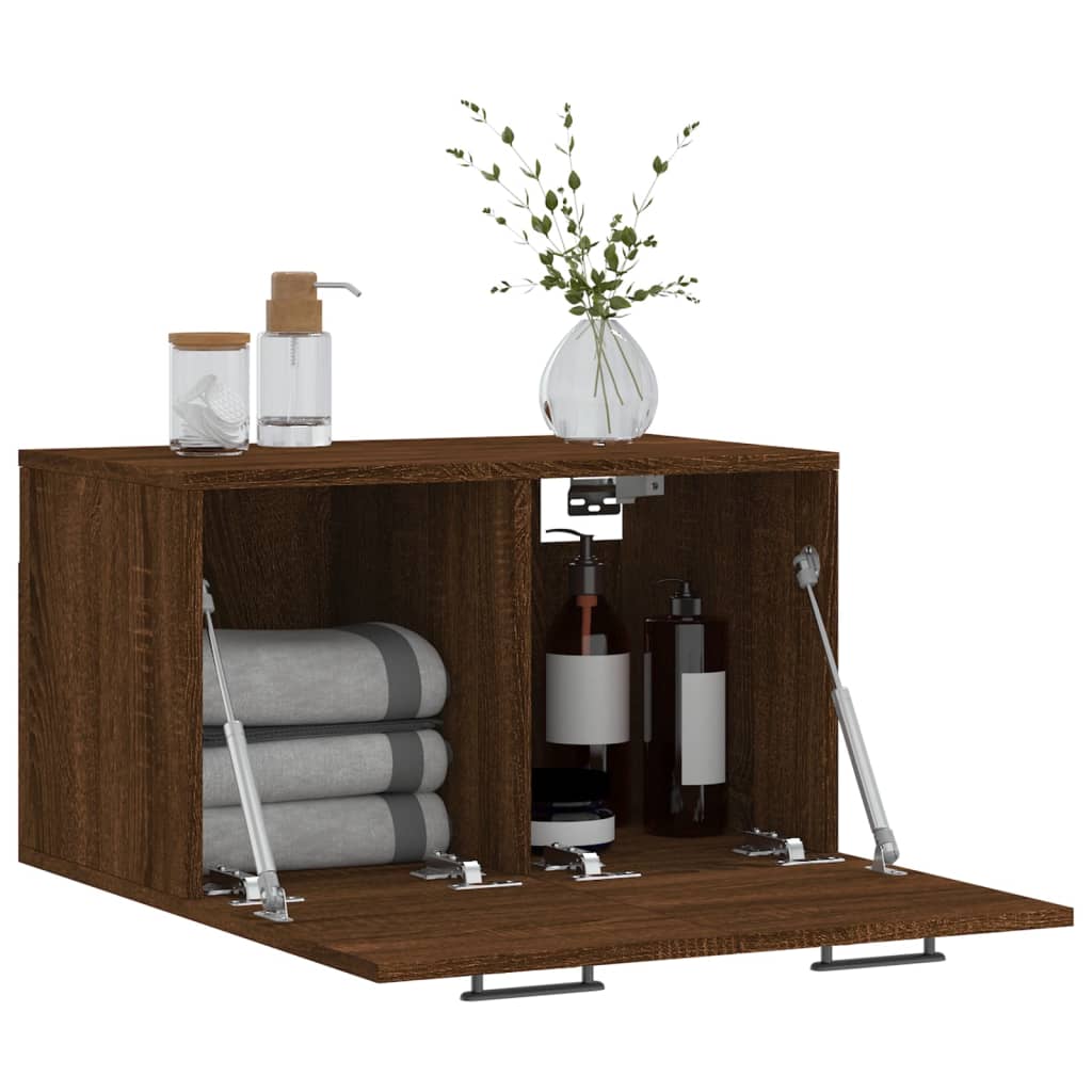 Wandkast 60X36,5X35 Cm Bewerkt Hout Bruin Eikenkleur