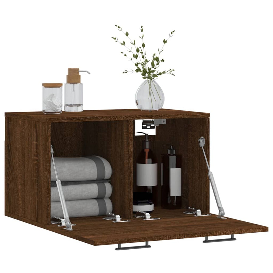 Wandkast 60X36,5X35 Cm Bewerkt Hout Bruin Eikenkleur