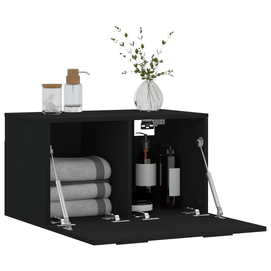 Wandkast 60x36,5x35 cm bewerkt hout zwart