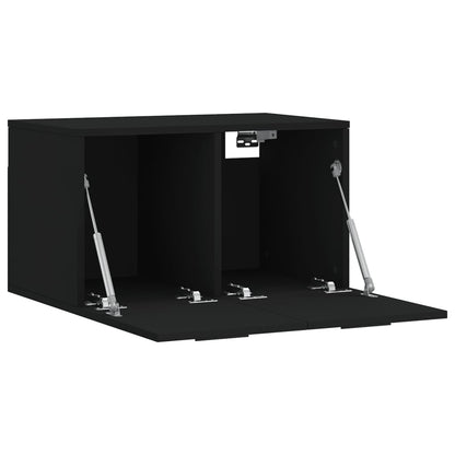 Wandkast 60X36,5X35 Cm Bewerkt Hout Zwart 60 x 36.5 x 35 cm