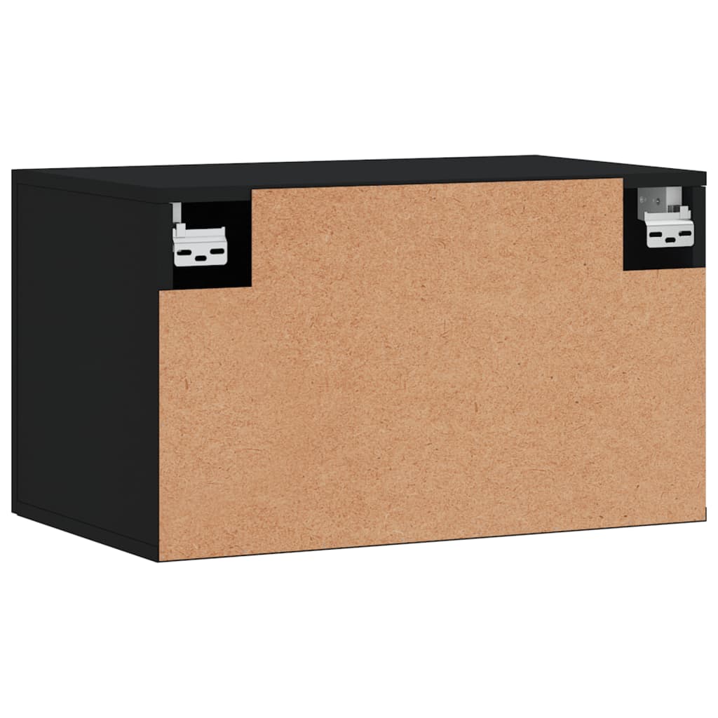 Wandkast 60X36,5X35 Cm Bewerkt Hout Zwart 60 x 36.5 x 35 cm
