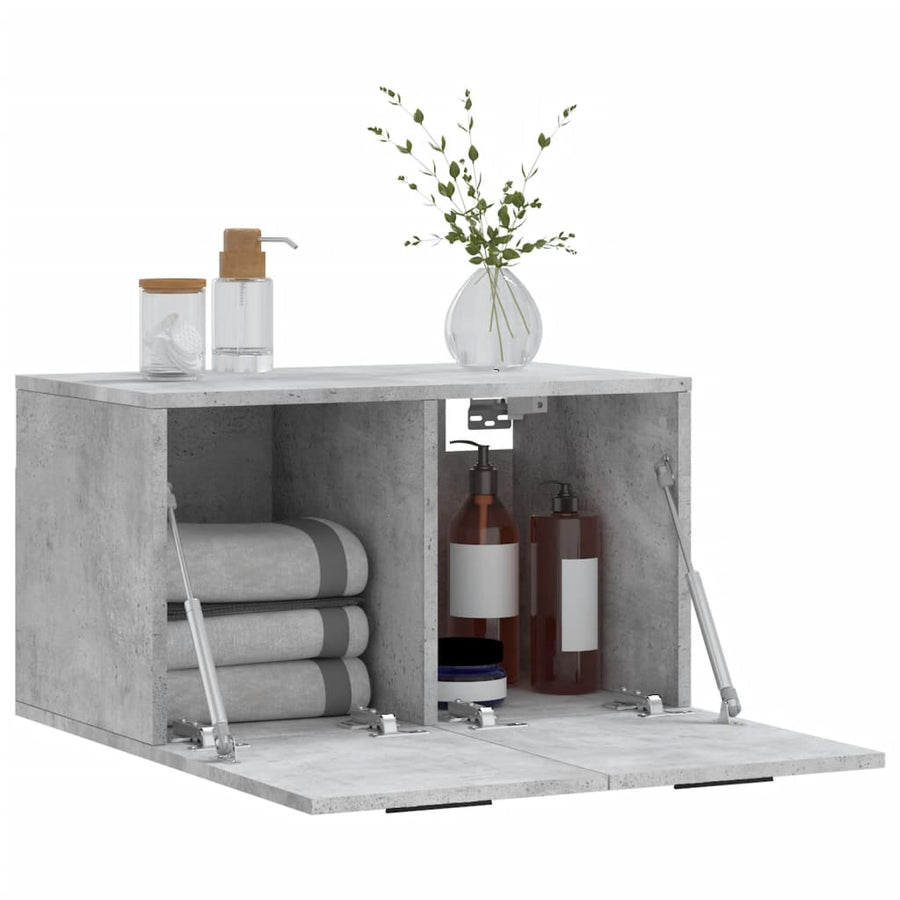 Wandkast 60X36,5X35 Cm Bewerkt Hout Betongrijs