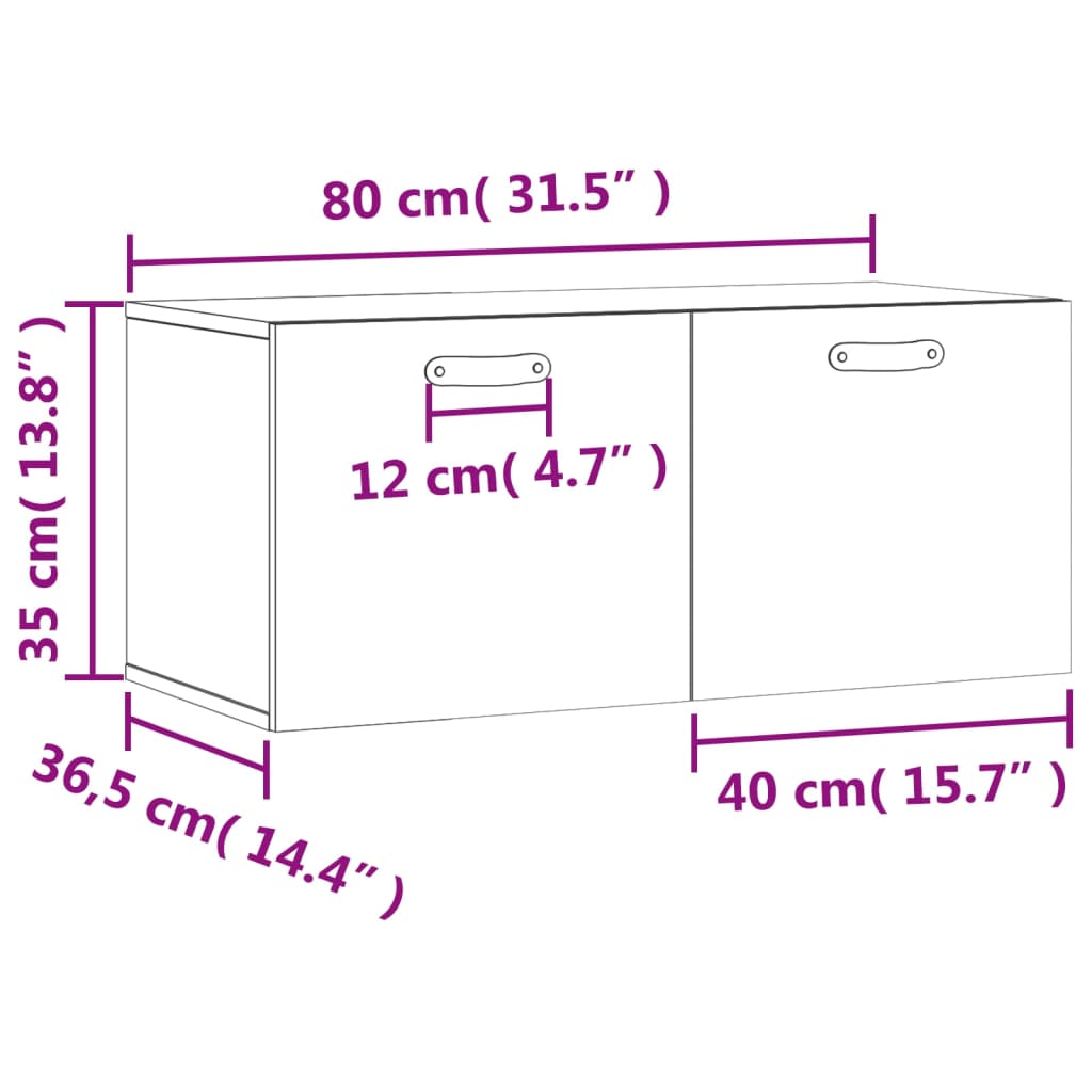 Wandkast 80x36,5x35 cm bewerkt hout betongrijs