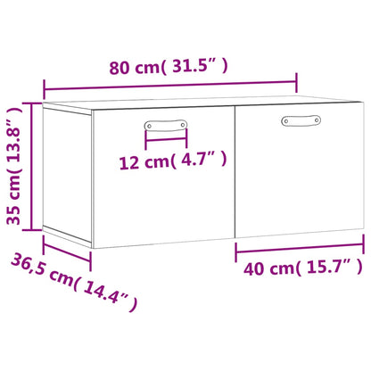 Wandkast 80x36,5x35 cm bewerkt hout grijs sonoma eikenkleurig