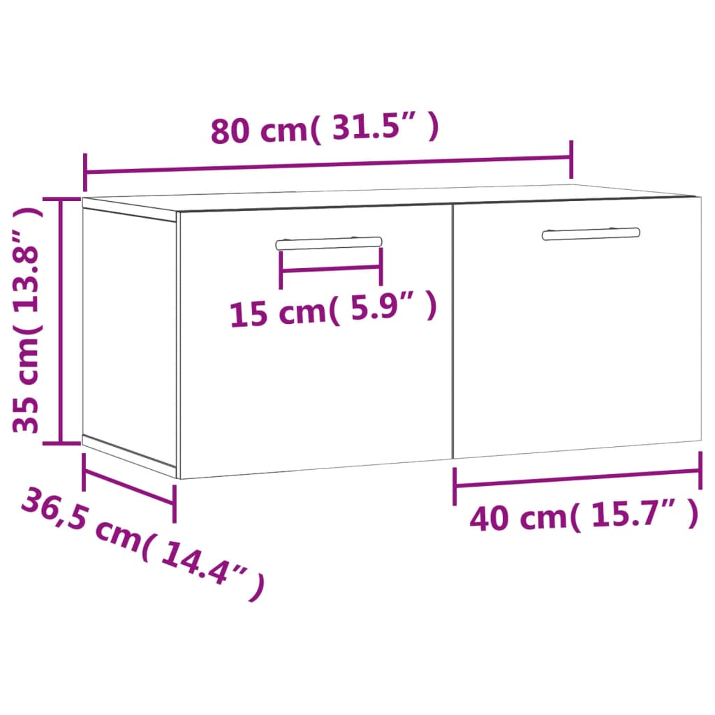 Wandkast 80x36,5x35 cm bewerkt hout sonoma eikenkleurig