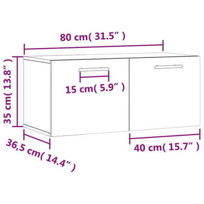 Wandkast 80X36,5X35 Cm Bewerkt Hout Betongrijs