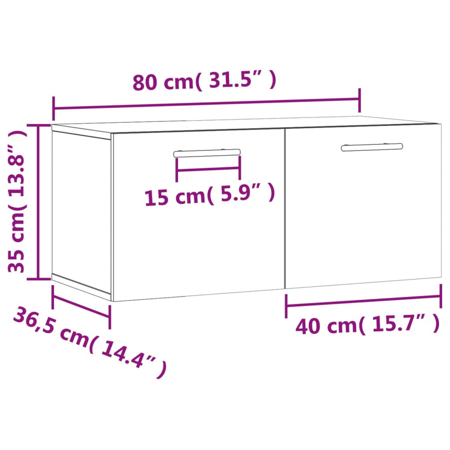 Wandkast 80X36,5X35 Cm Bewerkt Hout Betongrijs
