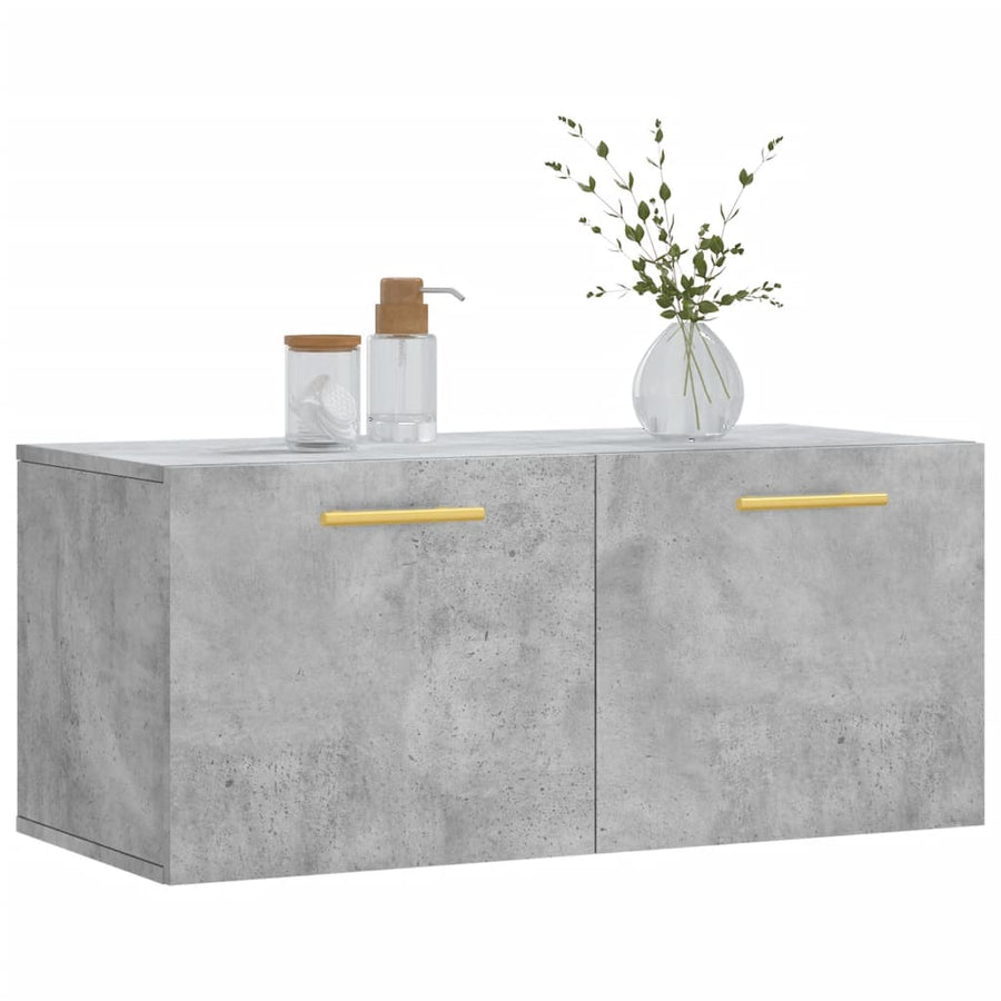 Wandkast 80X36,5X35 Cm Bewerkt Hout Betongrijs